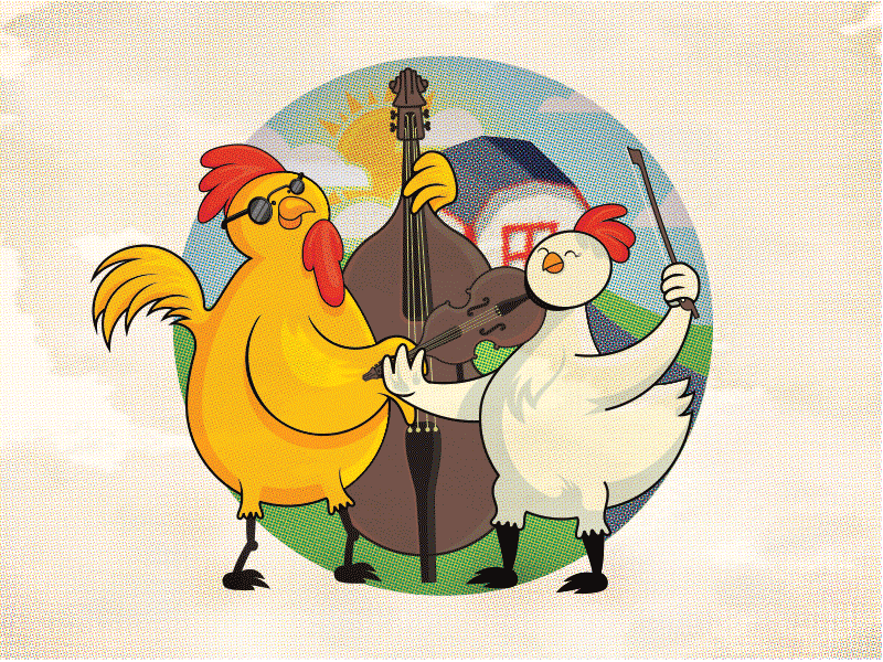 Chicken Dance character chicken farm illustration