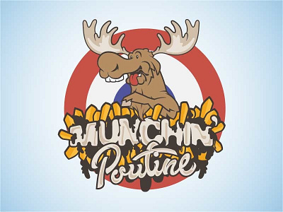 Munchin Poutine character curling illustration logo minnesota moose typography