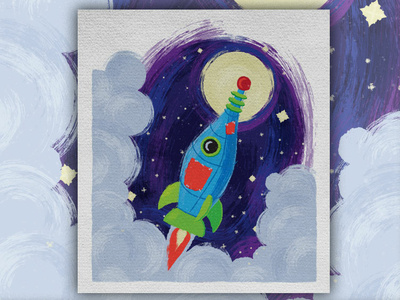 Rocket to the Moon! brush brushes design illustration moon painting retrosupply rocket space vector