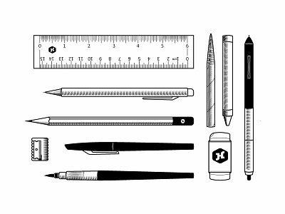 Tools crayon design eraser illustration pen penbrush pencil ruler sharpener tools vector