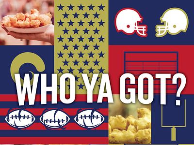 WHO YA GOT? cheese curds football illustrations patriots rams state fair super bowl