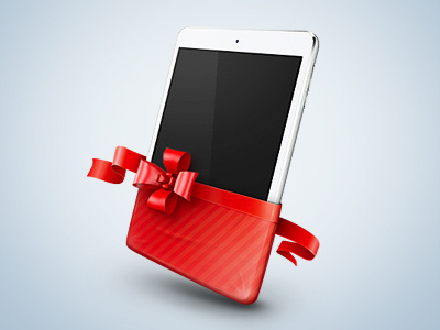 iPad mini apple gift icon illustration ipad mini mobile pack ribbon