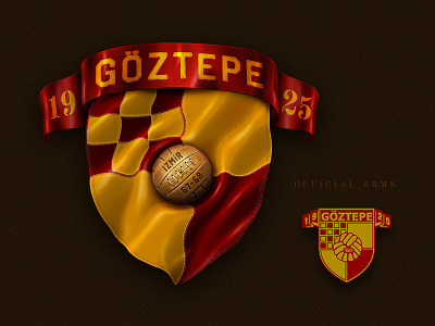 Vintage Göztepe Arms arm arms flag football illustration logo making red soccer yellow