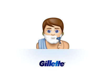 Gillette shaving emoji bath bathroom care emoji foam icon illustration man shaving