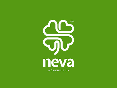 Neva Logo 4leaf green icon line logo logotype luck neva shamrock symbol