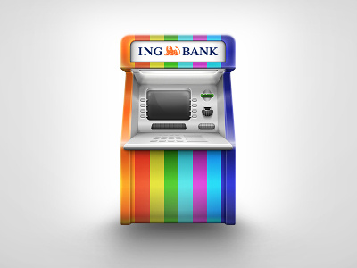 ING Bank ATM atm bank cash colors display icon illustration ing machine money