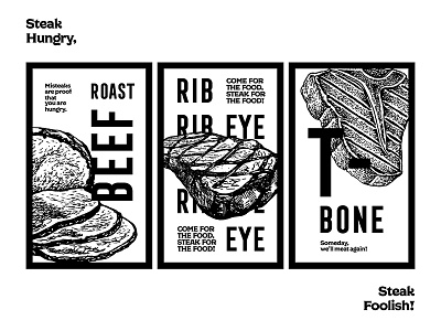 Steak House Posters beef black foolish hungry meat poster ribeye roast steak t bone typography white