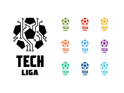 Tech Liga - Logo ball circuit football league lig liga logo soccer tech technology