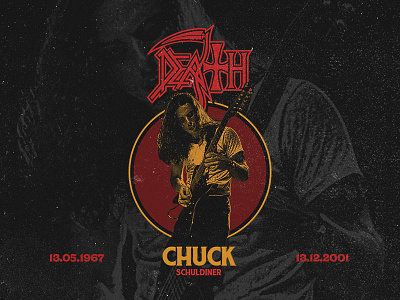 Chuck Schuldiner band chuck dark death guitar metal music poster retro rip vintage