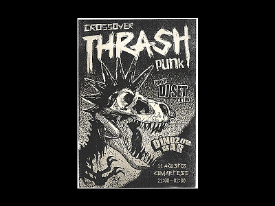 Oldschool Flyer dinosaur dj flyer metal music poster punk t rex thrash trex vintage
