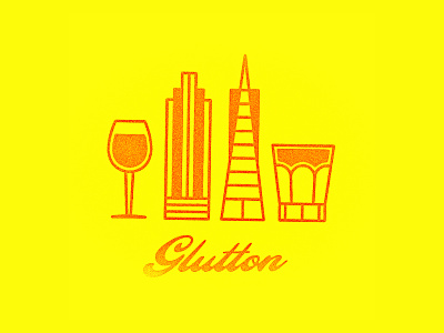 Glutton bar beer food glutton guide illustration line logo restaurant wine