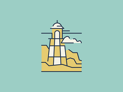 Lighthouse brew cloud craftbeer geometry icon lighthouse line mist ocean sea wind