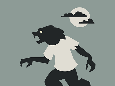 Werewolf cloud creature geometry halloween human illustration monster moon scary sky spooky werewolf wolf