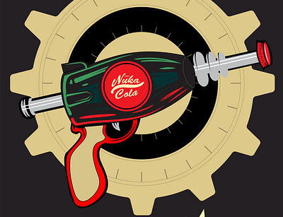 Nuka Cola Gun adobe photoshop adobeilustrator art artwork coreldraw design digitalart drawing falloutworld gun nukacola post apocalypse red vector