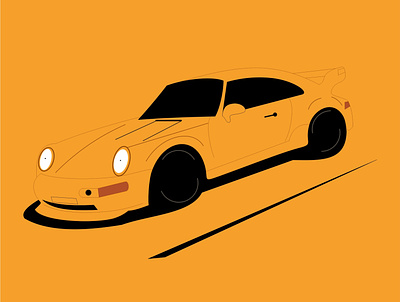 Porshe digital ilustration porshe sportcar vector yellow