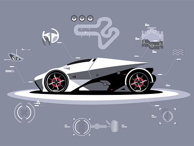 Sport Car 2d abstract adobe illustrator automobile coreldraw futuristic game graphic sportcar technology