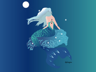 mermaid under the moon