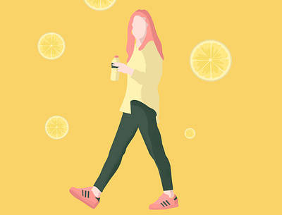 lemon and walks design digital digital illustration digital painting digitalart digitalillustrations girl character girl illustration graphicdesign illustration illustrator minimal