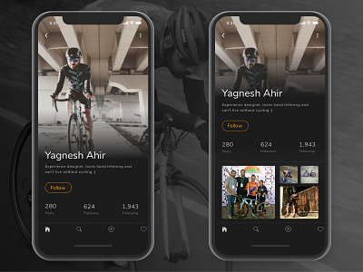 Daily UI #006 User Profile - Instagram (Dark Theme)