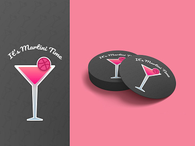 It's Martini Time black coaster coaster design coasters cocktail contest dribbble drinks giveaway playoff rebound stickermule texture