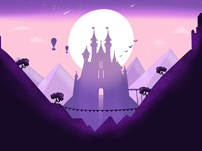 Night castle illustration.