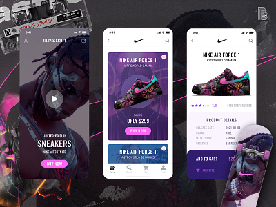Nike x Travis Scott "Astroworld" - Web/UI Design + Graphics 🌠 app design fortnite landing page mobile app nike sneaker head sneakers travis scott ui design ux design web design