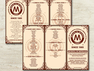 Mudita Ni Mithaio Menu Design.