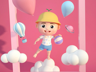 BABY AND BALL 3d c4d design
