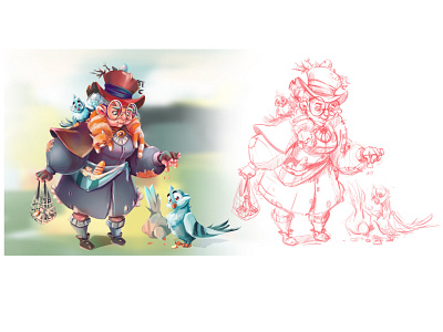 Crazy old lady 2d art cg character concept digitalart gameart illustration