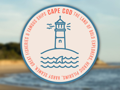 Olde Cape Cod Badge branding costal design flat icon illustration lighthouse minimal