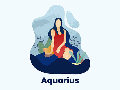 Aquarius aquarius art character cute design flat flatdesign gradient illustration water zodiac zodiac sign