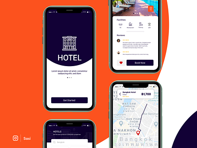 Hotel Application app branding design icon illustration logo typography ui ux vector