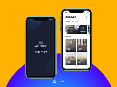 Furniture shop Application animation app design flat illustrator minimal ui ux web website