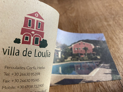 Logo for VILLA DE LOULIA guesthouse branding graphic design logo stationery set visual identity