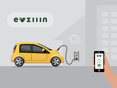 Illustration for EVZIIIN ev platform branding graphic design illustration logo