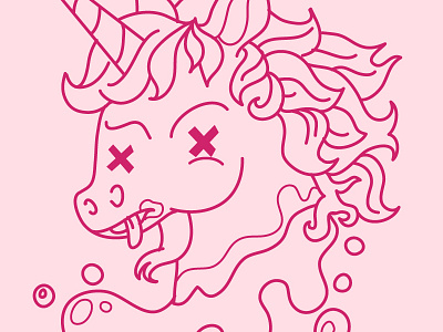 Dead Unicorn is Dead. bleeding fantasy illustration linework rough unicorn vector