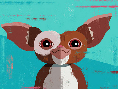 Gizmo 80s movies bright light character digital illustration gizmo gremlins illustration texture vector