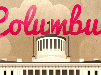 Columbus, OH Gowalla City Guide Postcard alan defibaugh architecture capitol columbus gowalla oh postcard sepia sky type