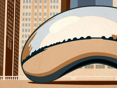 Chicago, IL Gowalla City Guide Postcard alan defibaugh bean chicago gowalla illinois reflection vector