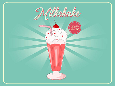 Vintage banner with milkshake