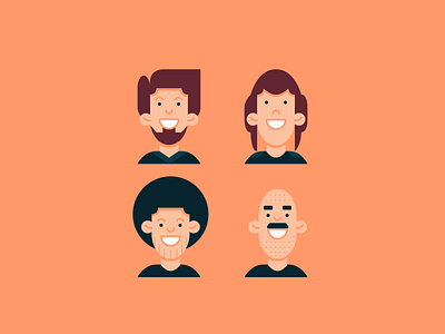 4 characters character illustration vector