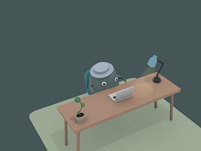 Workspace 3d blender desk low poly model workspace