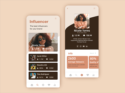 App to find incluencers app appdesign dailyui profile page ui user profile