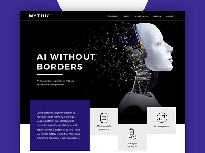 Webdesign for AI firm ai artificial intelligence black dark hero section it landing page modern robots software web design website