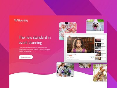 Work in progress for events management tool colorful event hero section landing page modern picture vibrant web design