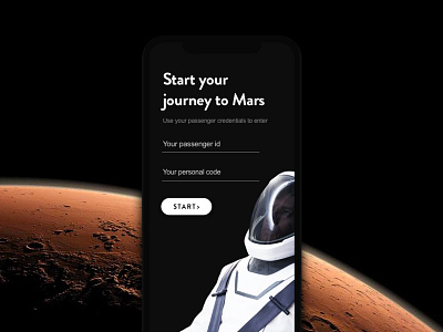 Log in screen concept app application ios iphone x log in mobile space travel ui ux