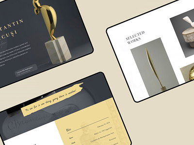 Brancusi - Artist Presentation Homepage clean creative dark design gold landing page minimal modern typography ui web design