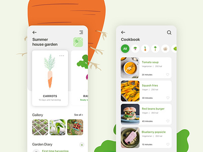 Garden Management Mobile App app clean creative design illustration mobile ui modern recipe ui ux vegetables