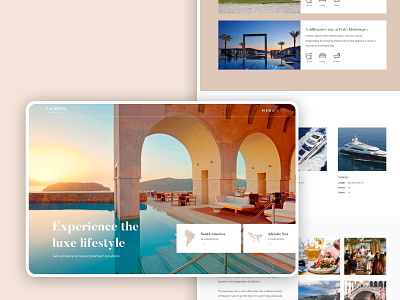 Online experience for travel website clean design experience hero section landing page luxury modern simple travel ui ux web design