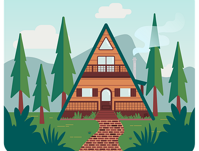 Cabin in the Woods adobe illustrator cabin illustration vector